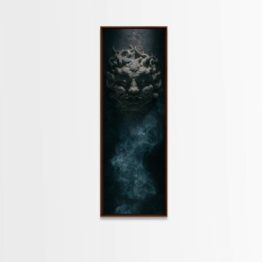 The Mask Of The Crawling God, Tall Narrow Wall Art, Macabre Wall Art, Canvas Print, Halloween Wall Decor, Gothic Home Decor, Halloween Decor