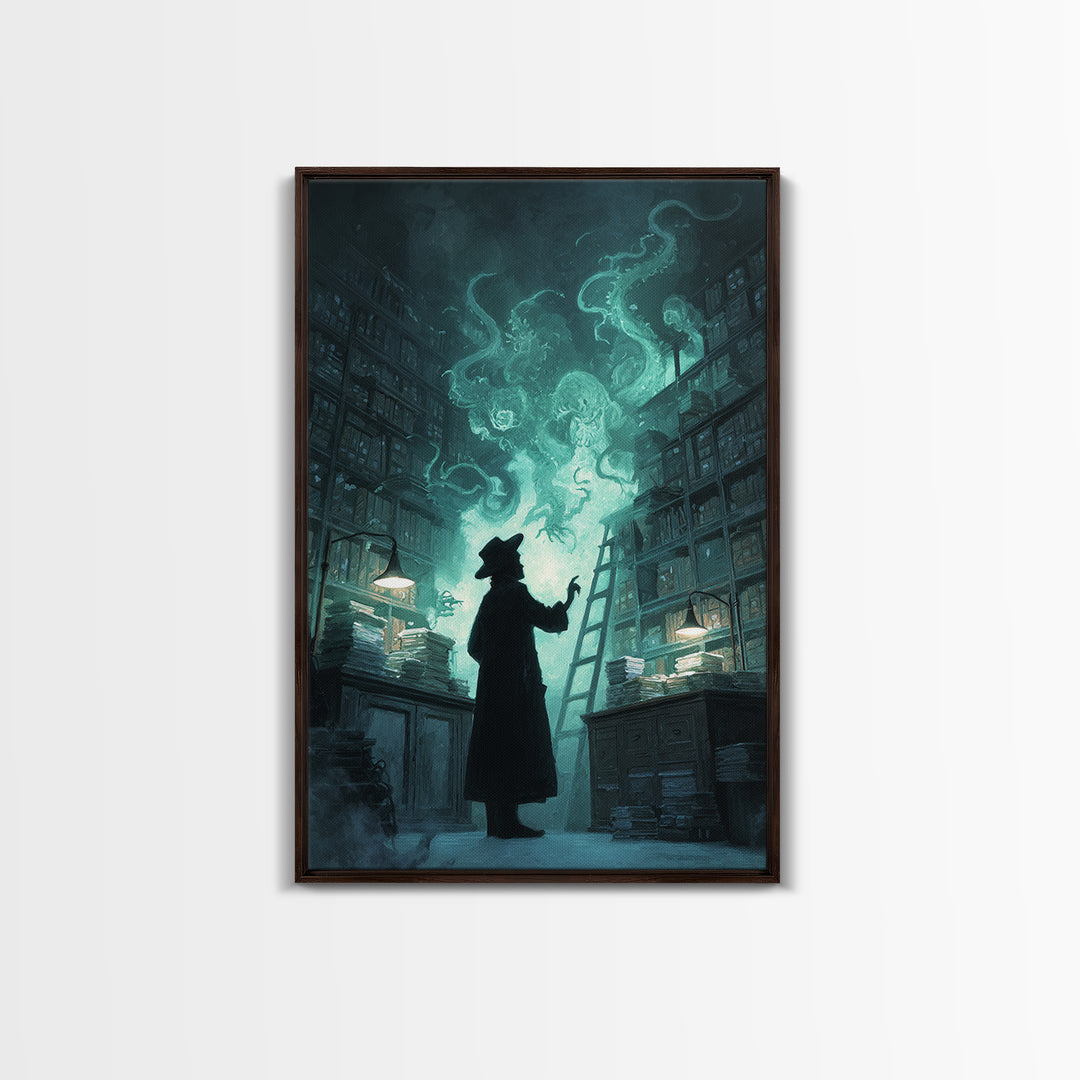 The Archivist Of Dreaming Bones, Vertical Wall Art, Dark Fantasy Wall Art, Canvas Print, Halloween Wall Decor, Gothic Home Decor