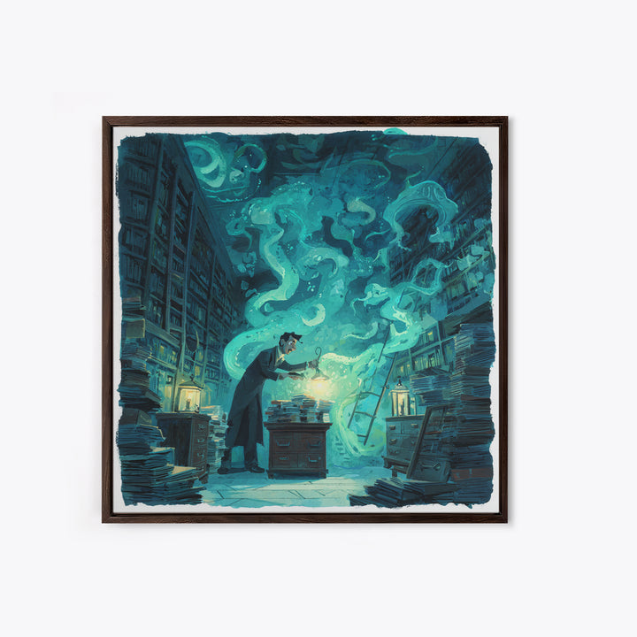The Archivist Of Dreaming Bones, Square Wall Art, Lovecraftian Horror Art, Canvas Print, Halloween Wall Decor, Gothic Home Decor