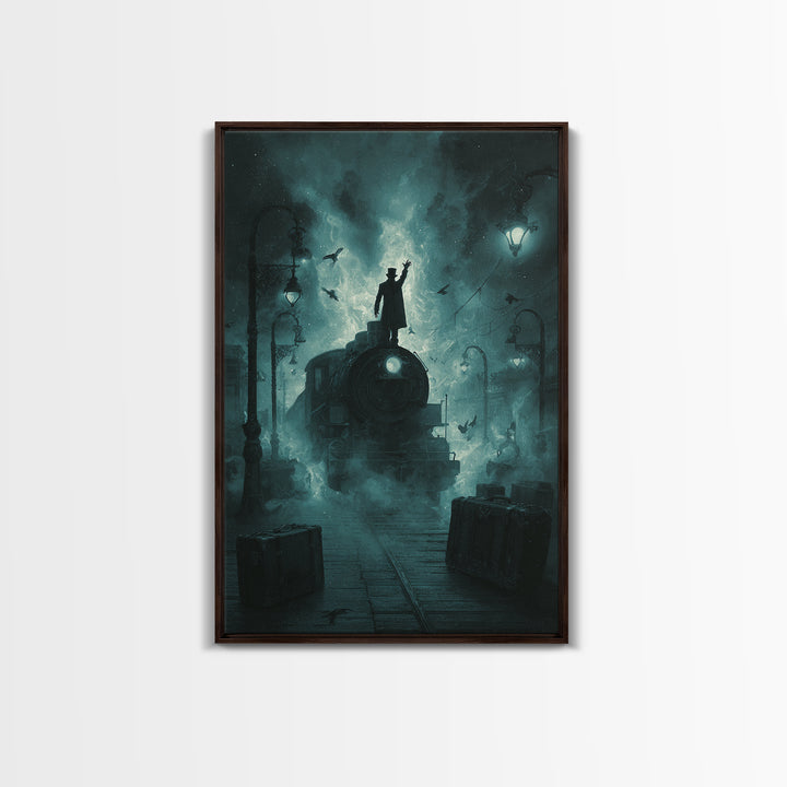 The Phantom Train To Kadath, Vertical Wall Art, Eldritch Gothic Decor, Framed Canvas Print, Halloween Wall Decor, Gothic Home Decor
