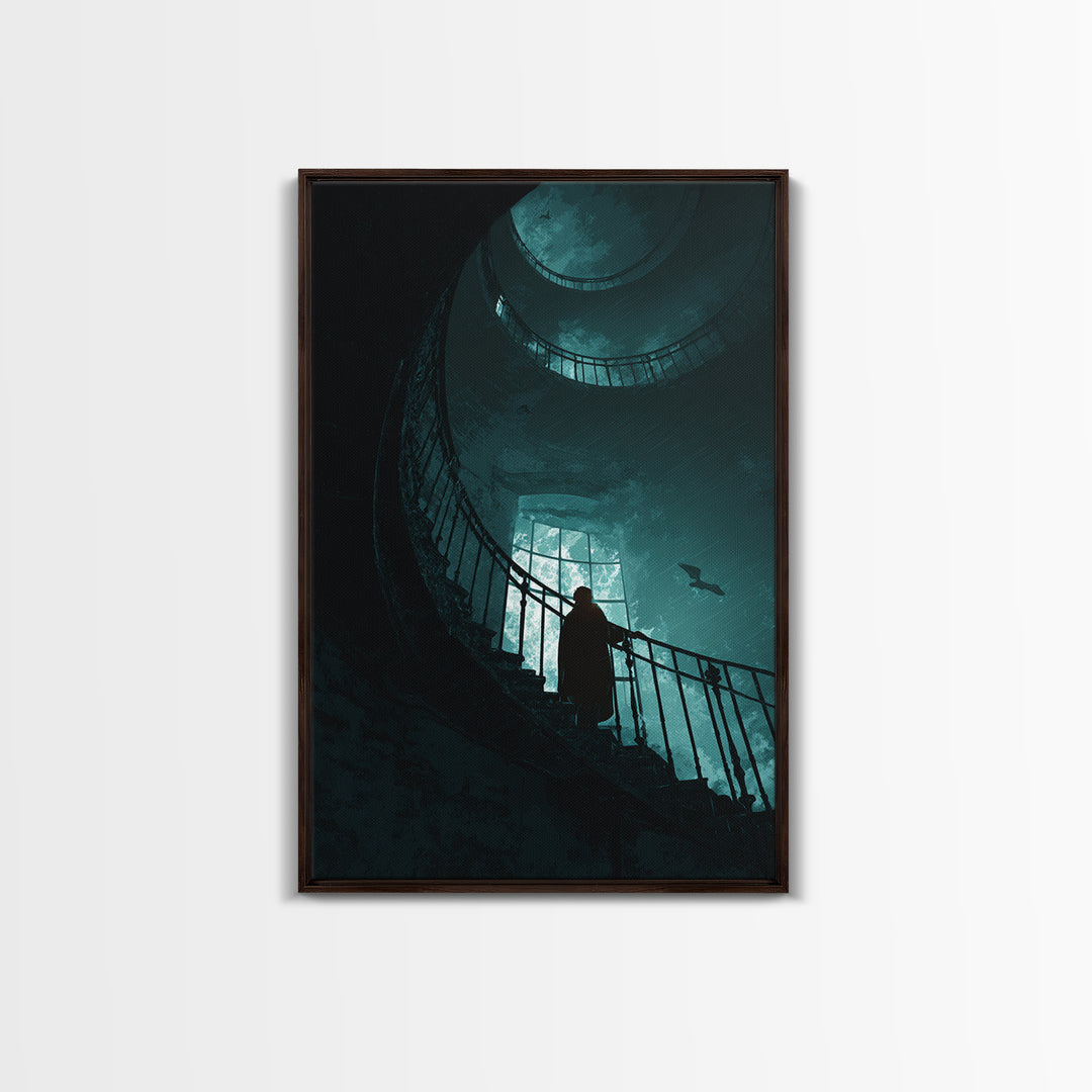 The Last Lighthouse Of Y’Ha-Nthlei, Vertical Wall Art, Macabre Wall Art, Framed Canvas Print, Halloween Wall Decor, Gothic Home Decor