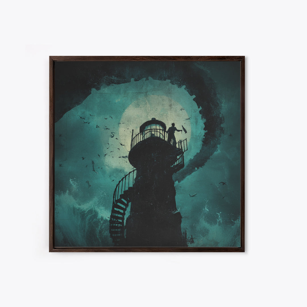 The Last Lighthouse Of Y’Ha-Nthlei, Square Wall Art, Spooky Home Decor, Canvas Print, Halloween Wall Decor, Gothic Home Decor