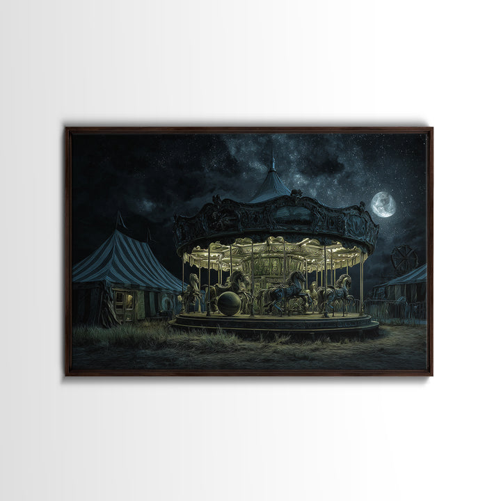 The Carousel Of Sleeping Planets, Landscape Wall Art, Dark Fantasy Wall Art, Canvas Print, Halloween Wall Decor, Gothic Home Decor