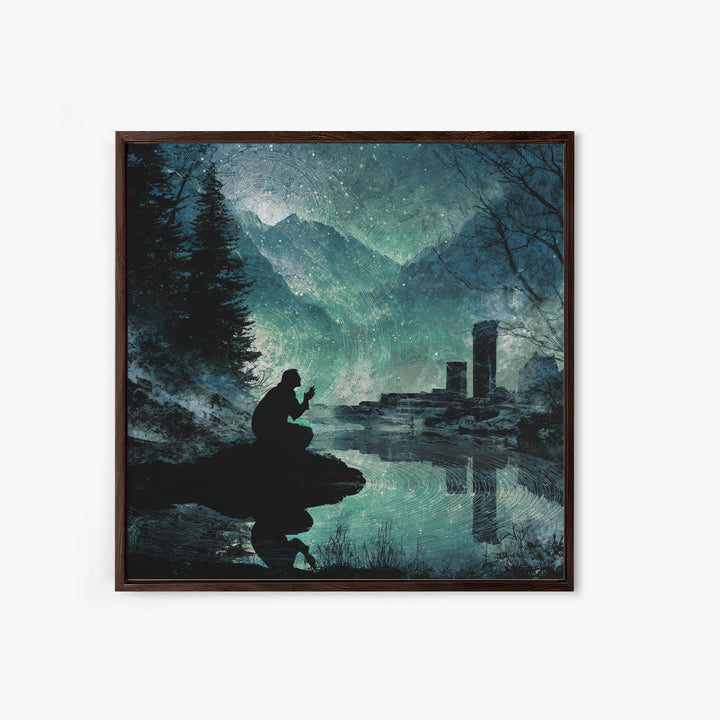The Mirror Lake Of Lost Constellations, Square Wall Art, Dark Halloween Decor, Canvas Print, Halloween Wall Decor, Gothic Home Decor
