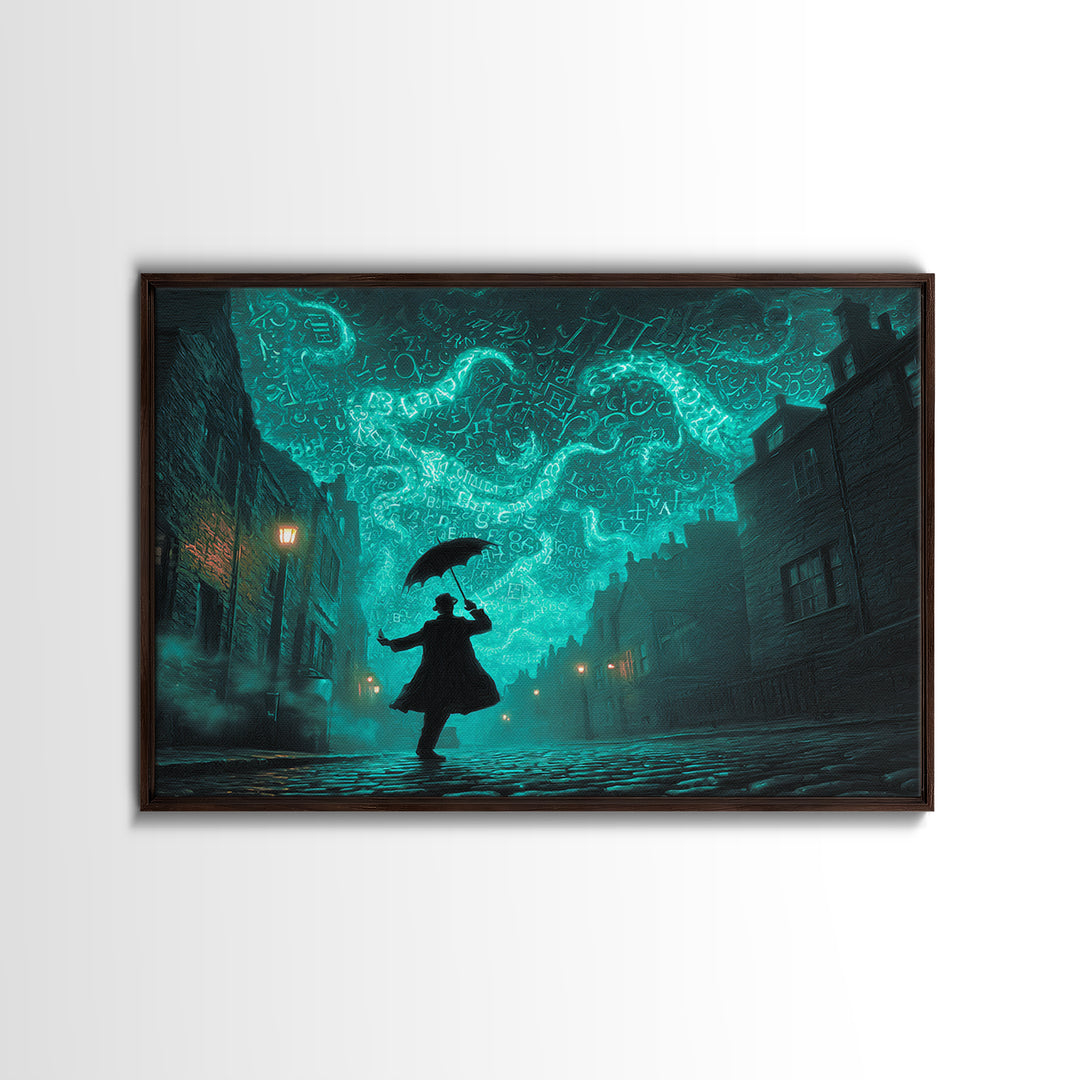 The Umbrella Of The Outer Rain, Landscape Wall Art, Cosmic Horror Wall Art, Framed Canvas Print, Halloween Wall Decor, Gothic Home Decor