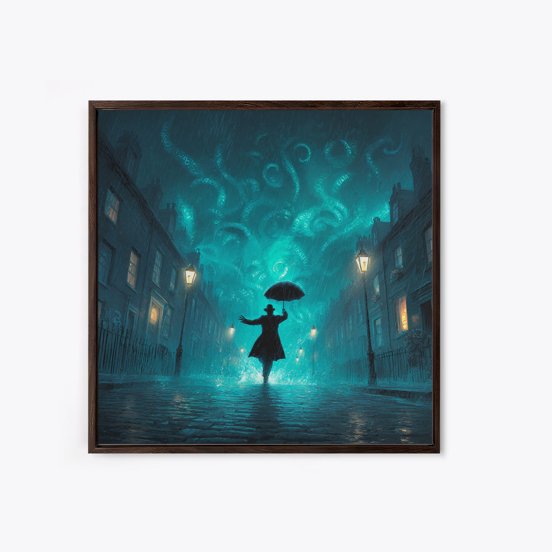 The Umbrella Of The Outer Rain, Square Wall Art, Cosmic Horror Wall Art, Framed Canvas Print, Halloween Wall Decor, Gothic Home Decor