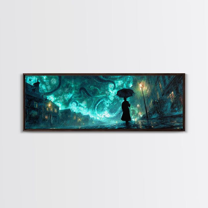 The Umbrella Of The Outer Rain, Extra Wide Wall Art, Spooky Home Decor, Canvas Print, Halloween Wall Decor, Gothic Home Decor