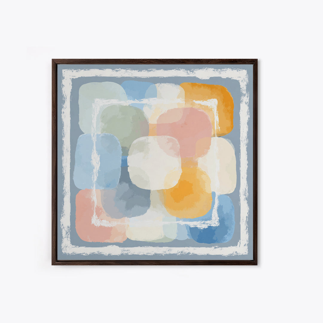 Simple Rainbow Pastel Shapes for Children Framed Canvas Print, Dental Office Art, Digital Artwork, Office Decor, Fine Art, Calm, DOA-1x1-21