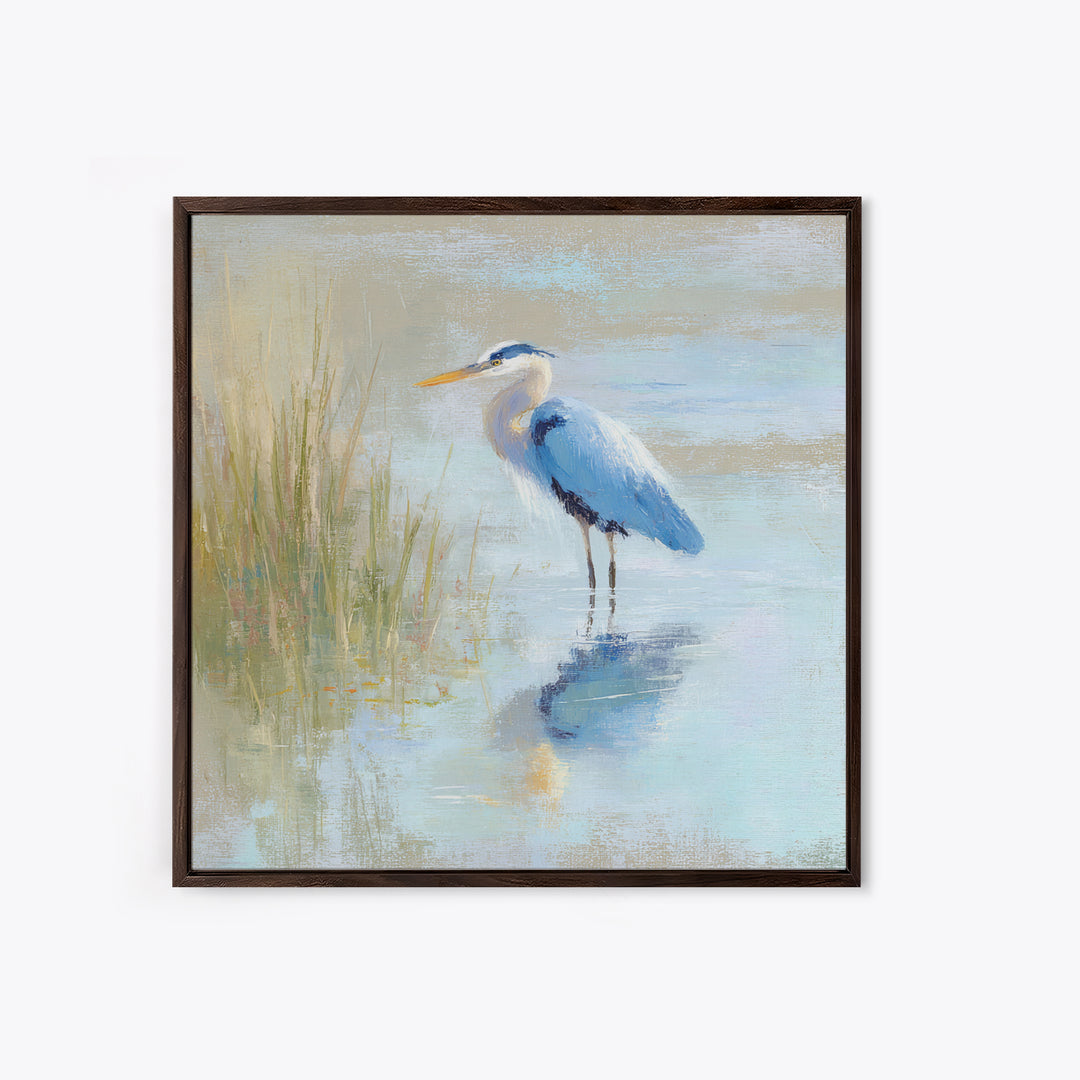 Blue Heron by Calm Marsh Water Canvas Print, Dental Office Art, Digital Print, Office Decor, Calm, Medical Office Decor, DOA-1x1-23