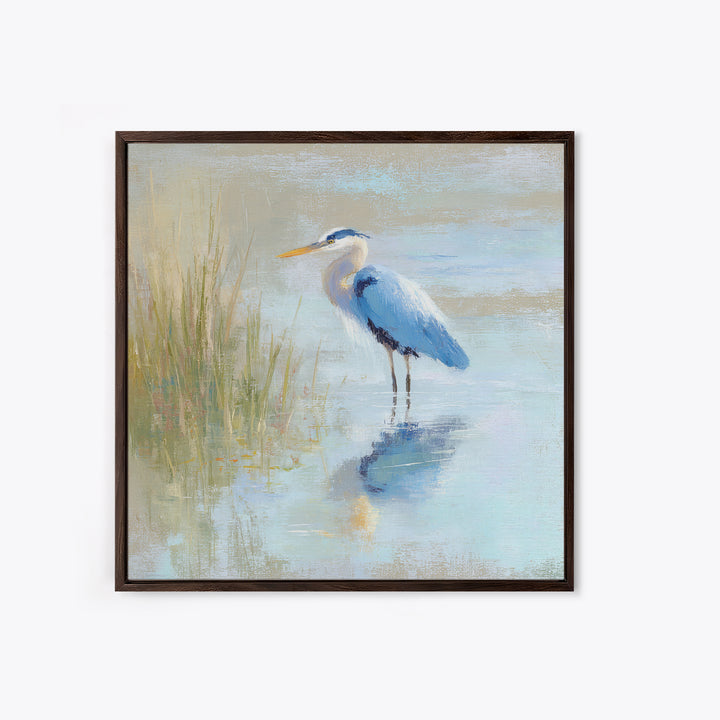 Blue Heron by Calm Marsh Water Canvas Print, Dental Office Art, Digital Print, Office Decor, Calm, Medical Office Decor, DOA-1x1-23