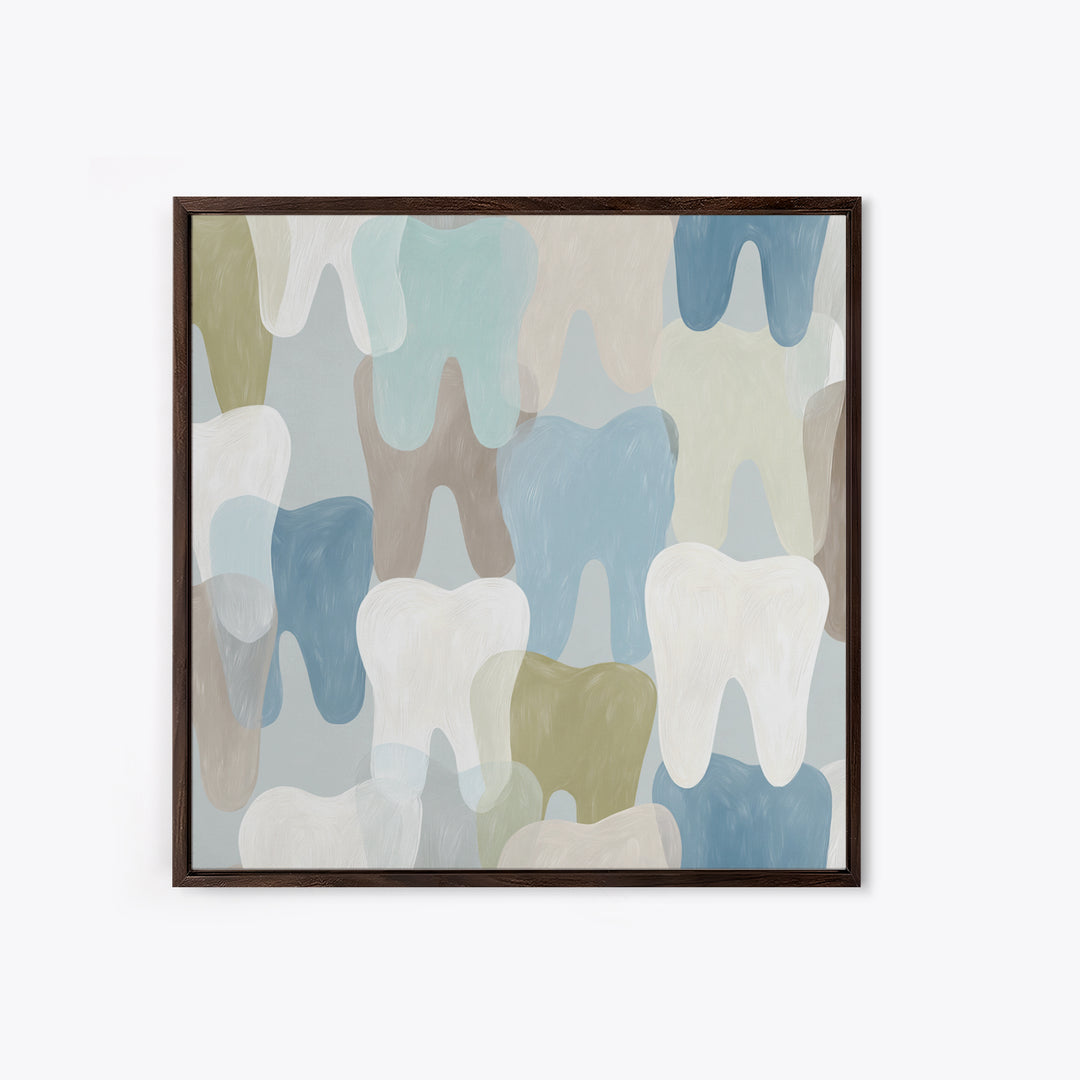 Playful Tooth Shaped Character Canvas Print, Dental Office Art, Medical Office Decor, Office Decor, Abstract Art, Calm, DOA-1x1-30