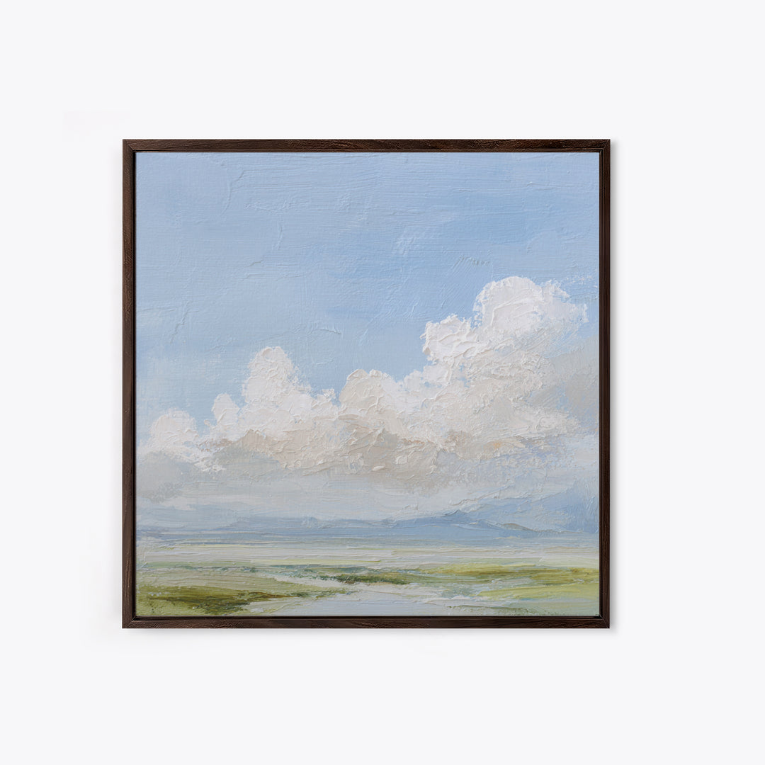 Peaceful Clouds over Open Meadow Framed Canvas Print, Dental Office Art, Dentistry Art, Office Decor, Fine Art, Calm, DOA-1x1-33