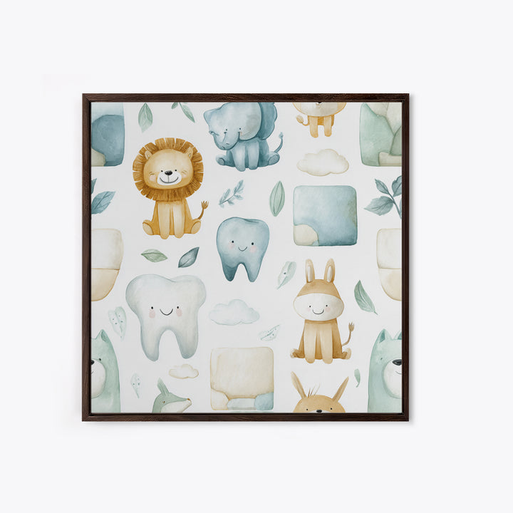 Cheerful Animal Dentist Themed Character Without Text Canvas Print, Dental Office Art, Medical Art, Office Decor, Calm, DOA-1x1-50