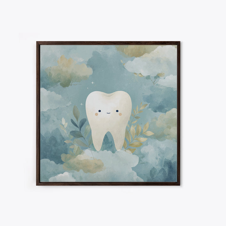 Playful Tooth Shaped Character Canvas Print, Dental Office Art, Medical Office Decor, Office Decor, Abstract Art, Calm, DOA-1x1-54