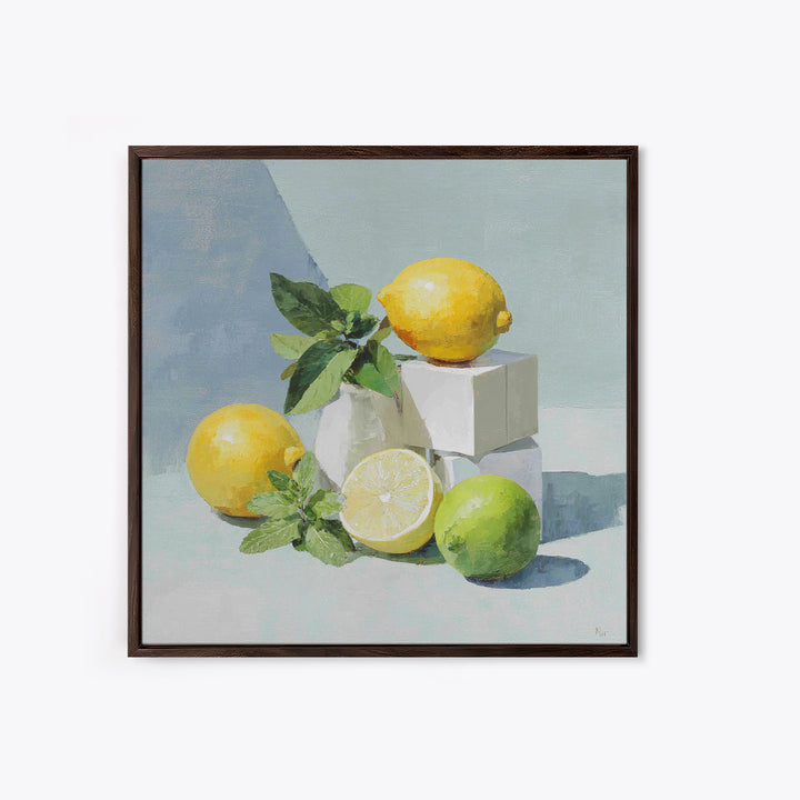 Fresh Citrus and Mint Still Life Canvas Print, Dental Office Art, Dental Hygienist, Office Decor, Watercolor Art, Calm, DOA-1x1-55