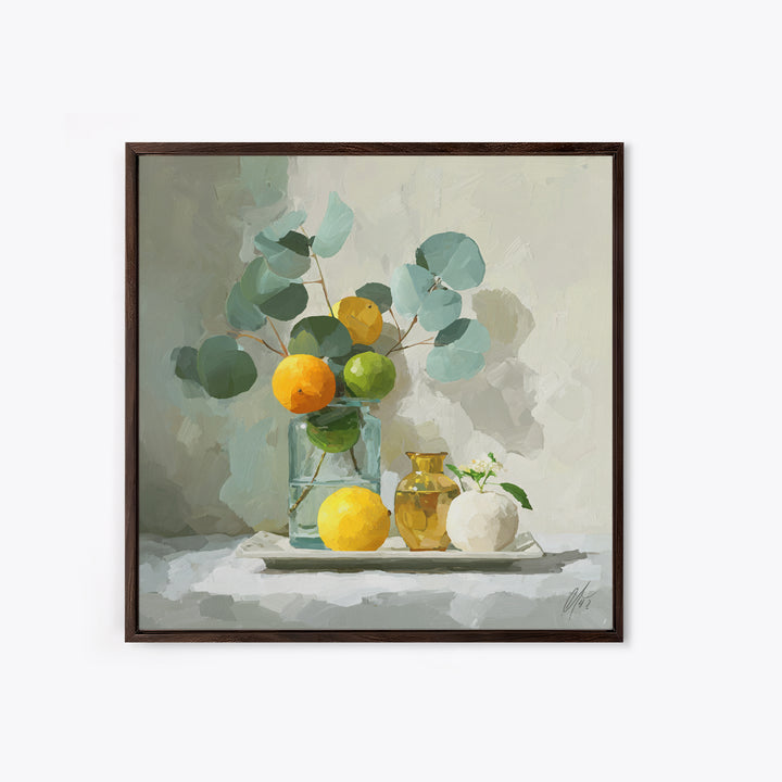 Fresh Citrus and Mint Still Life Framed Canvas Print, Dental Office Art, Unique Wall Art, Office Decor, Fine Art, Calm, DOA-1x1-7