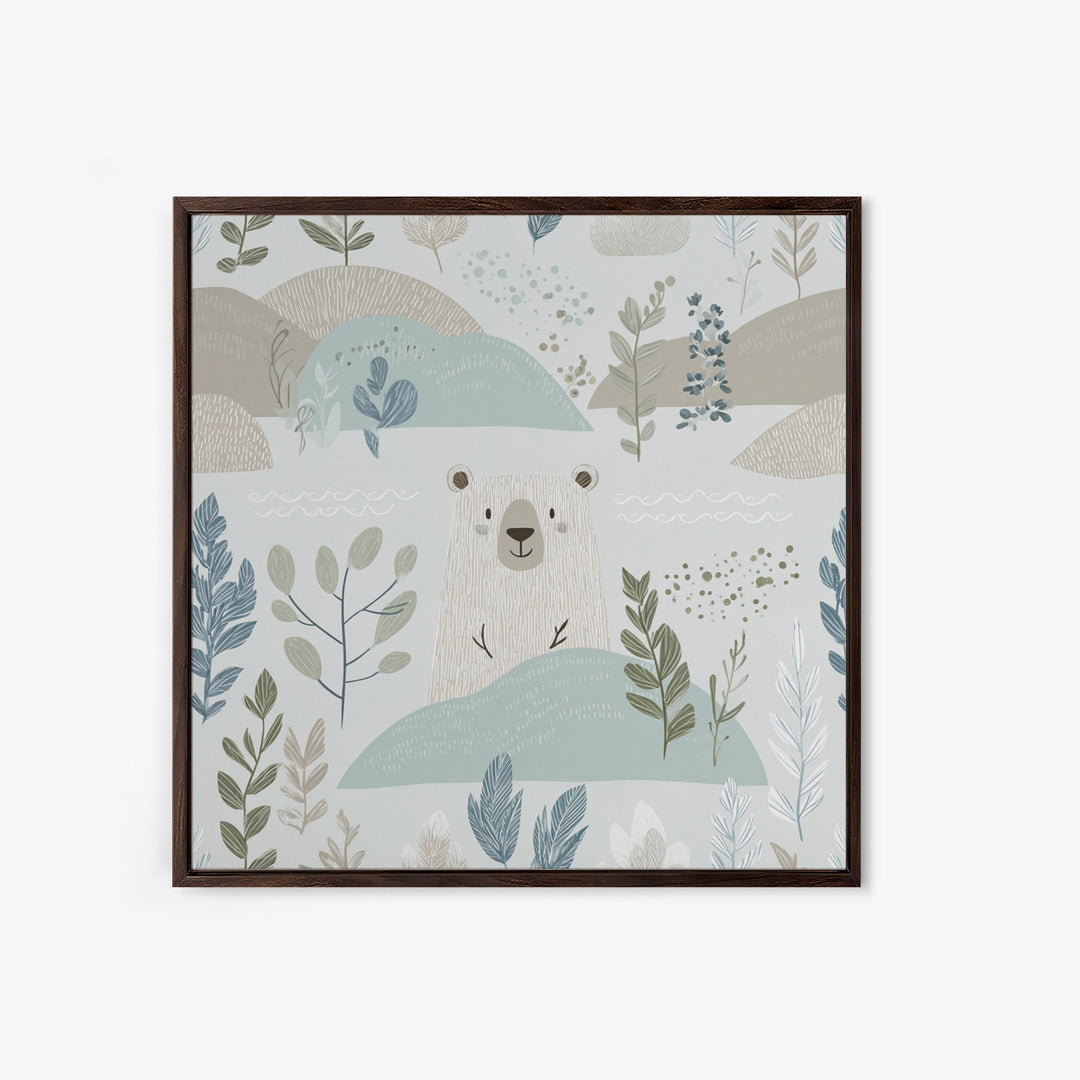 Cheerful Animal Dentist Themed Character Without Text Framed Canvas Print, Dental Office Art, Tooth Art, Office Decor, Calm, DOA-1x1-74