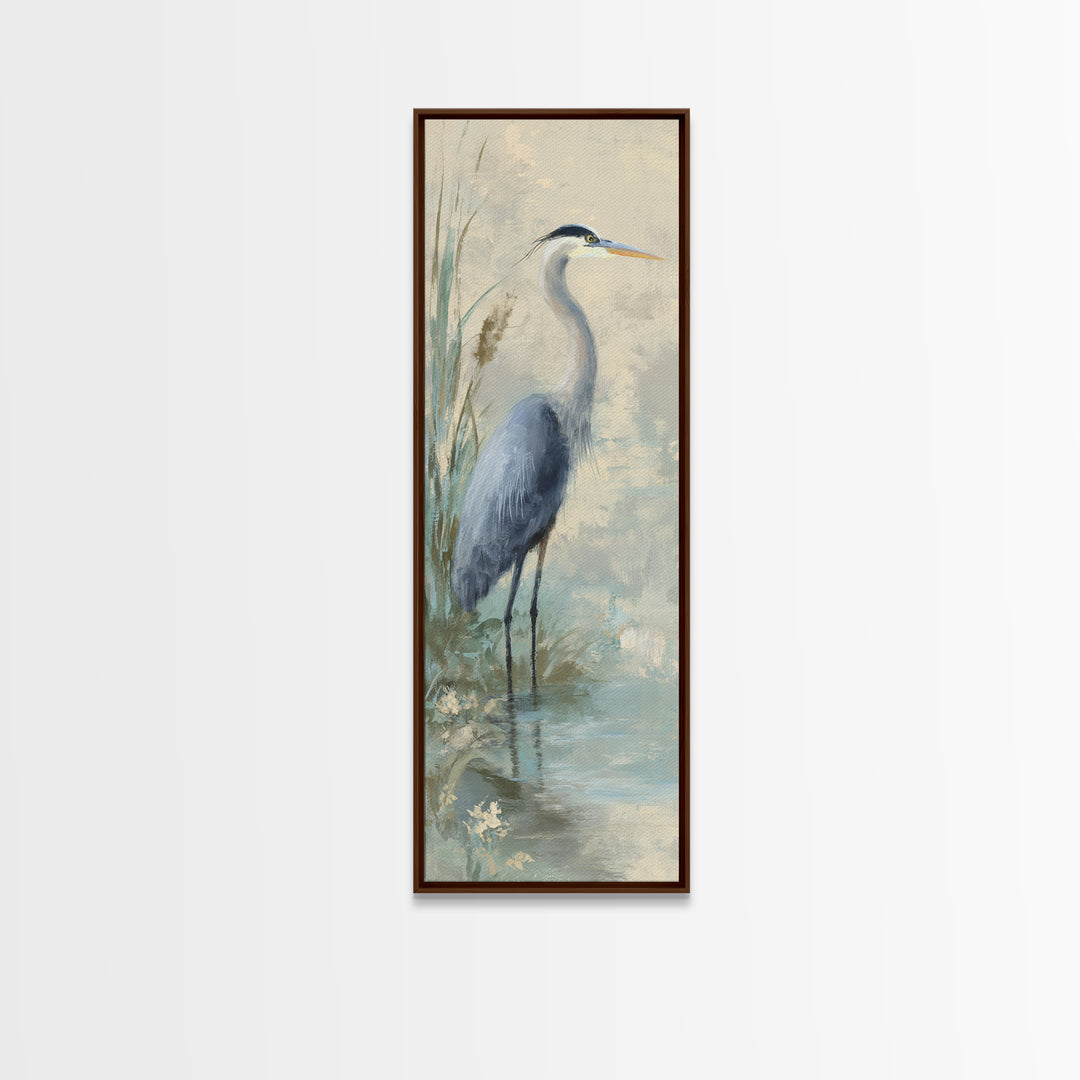 Blue Heron by Calm Marsh Water Canvas Print, Dental Office Art, Digital Print, Office Decor, Calm, Medical Office Decor, DOA-1x3-11