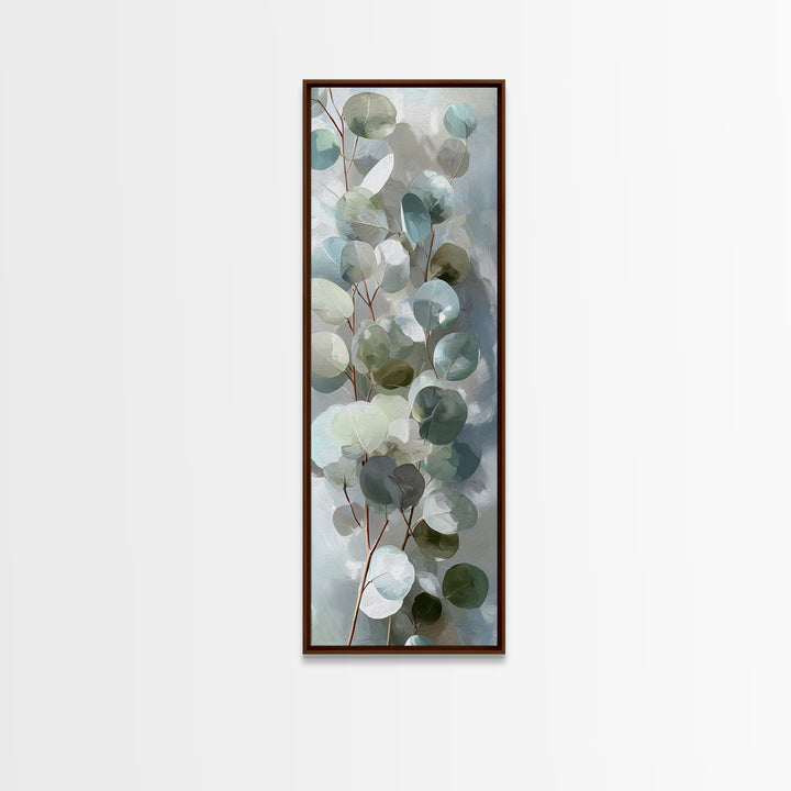Soft Botanical Eucalyptus Print for Clean Atmosphere Framed Canvas Print, Dental Office Art, Dental Gift, Office Decor, Calm, DOA-1x3-15