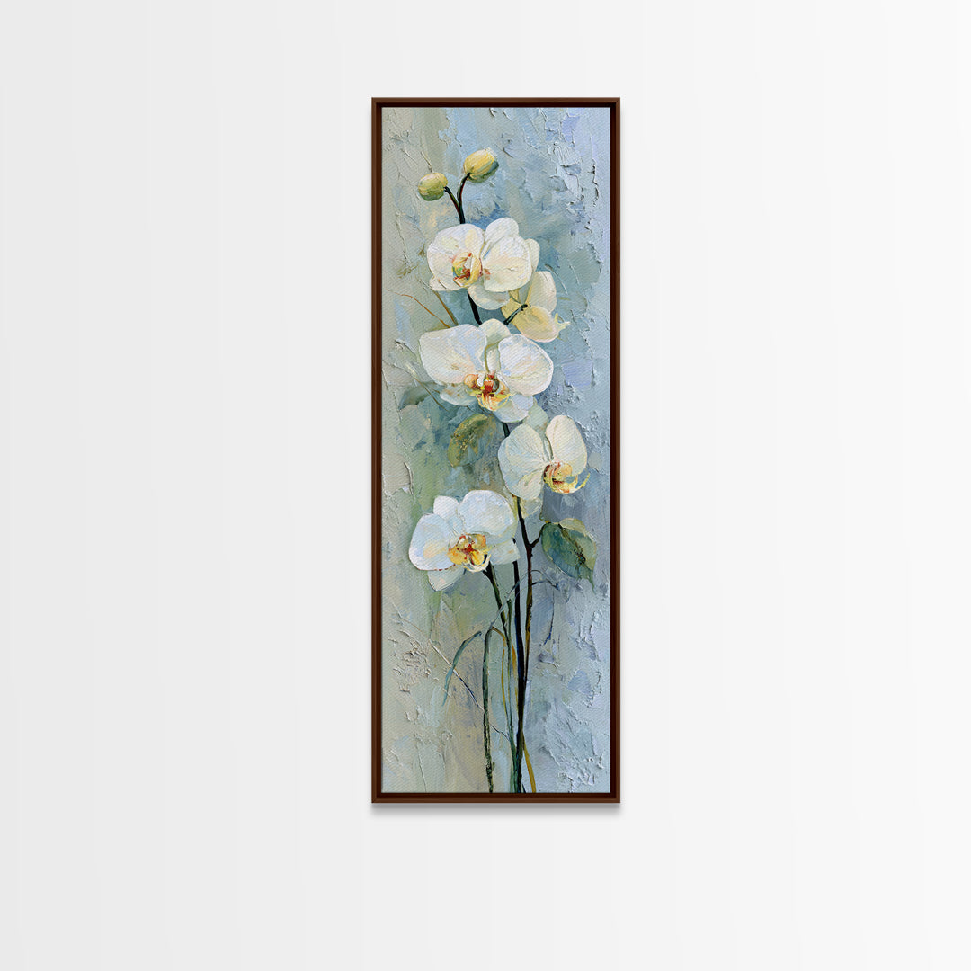 White Orchid on Stone Background Framed Canvas Print, Dental Office Art, Dentistry Art, Office Decor, Fine Art, Calm, DOA-1x3-24