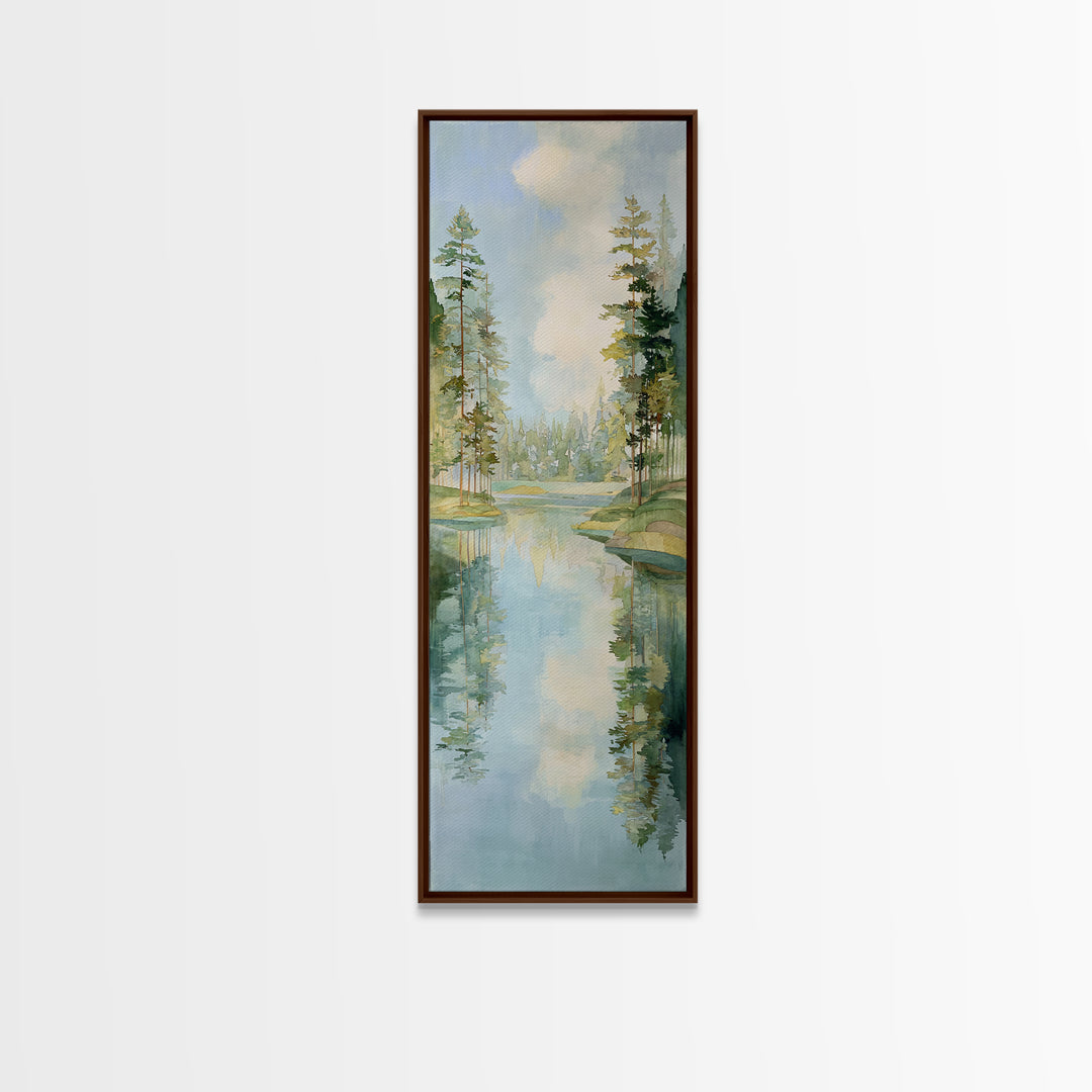 Sunlit Lake with Calming Reflections Framed Canvas Print, Dental Office Art, Dentistry Art, Office Decor, Fine Art, Calm, DOA-1x3-3