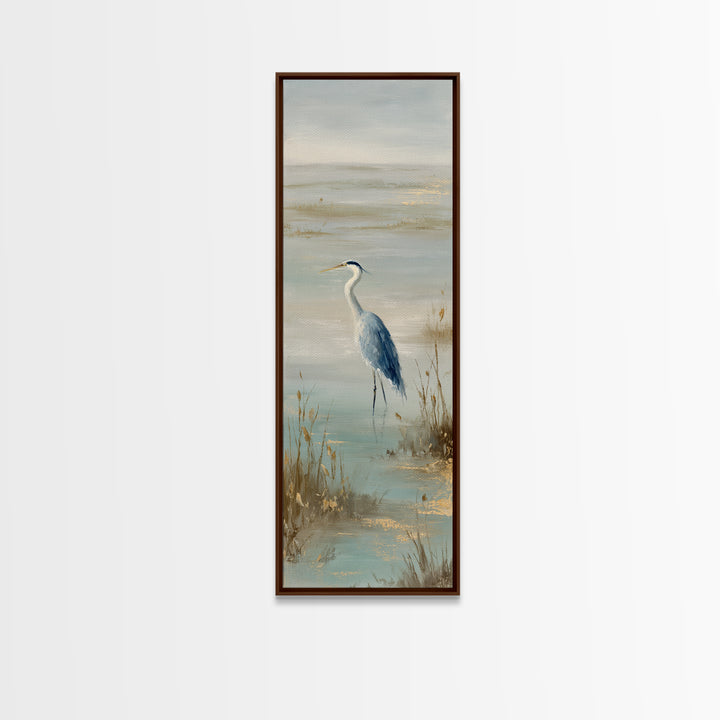 Blue Heron by Calm Marsh Water Canvas Print, Dental Office Art, Science Art, Office Decor, Fine Art, Calm, Boho Decor, DOA-1x3-35