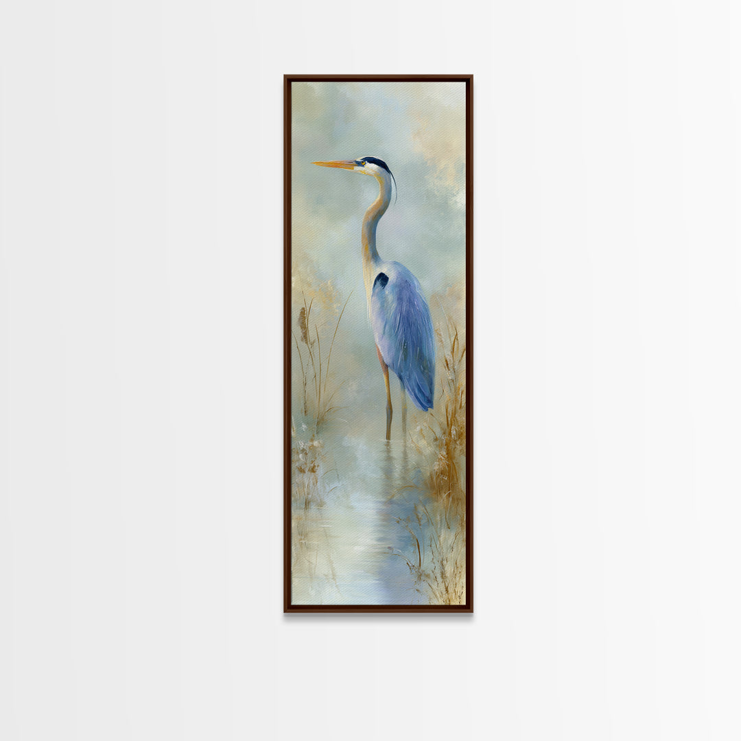 Blue Heron by Calm Marsh Water Canvas Print, Dental Office Art, Statement Artwork, Office Decor, Fine Art, Calm, DOA-1x3-59