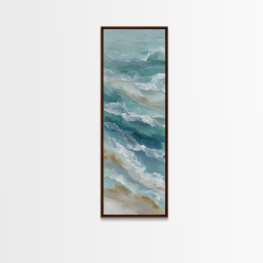 Calming Abstract Ocean Waves Framed Canvas Print, Dental Office Art, Dentist Art, Office Decor, Fine Art, Calm, Luxury Decor, DOA-1x3-61