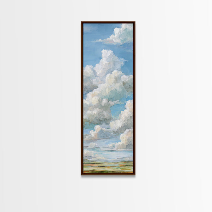 Peaceful Clouds over Open Meadow Framed Canvas Print, Dental Office Art, Dentistry Art, Office Decor, Fine Art, Calm, DOA-1x3-69