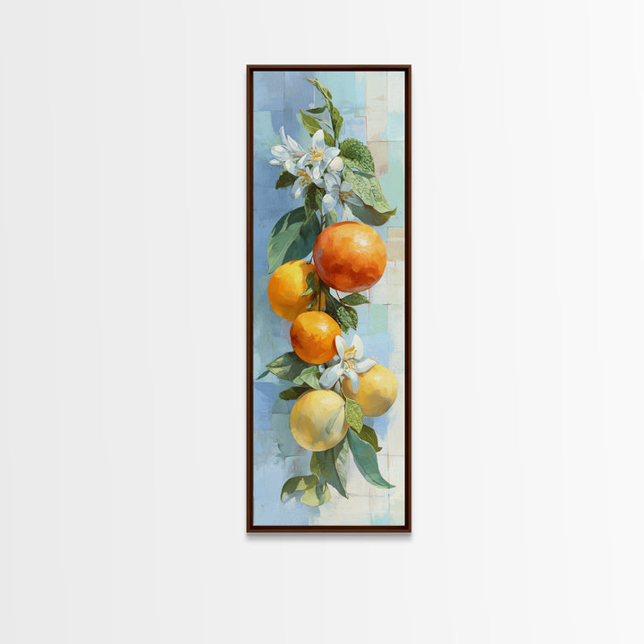 Fresh Citrus and Mint Still Life Framed Canvas Print, Dental Office Art, Office Decor, Oil Painting, Calm, Medical Art, DOA-1x3-91