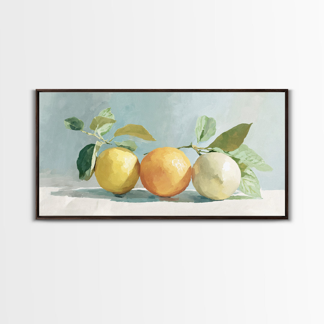 Fresh Citrus and Mint Still Life Framed Canvas Print, Dental Office Art, Unique Wall Art, Office Decor, Fine Art, Calm, DOA-2x1-3