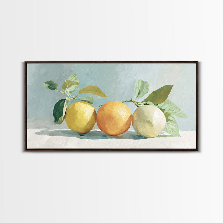 Fresh Citrus and Mint Still Life Framed Canvas Print, Dental Office Art, Unique Wall Art, Office Decor, Fine Art, Calm, DOA-2x1-3