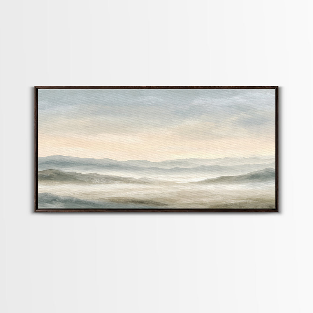 Soft Gradient Sunrise Framed Canvas Print, Dental Office Art, Contemporary Art, Office Decor, Fine Art, Calm, Dental Wall Art, DOA-2x1-40