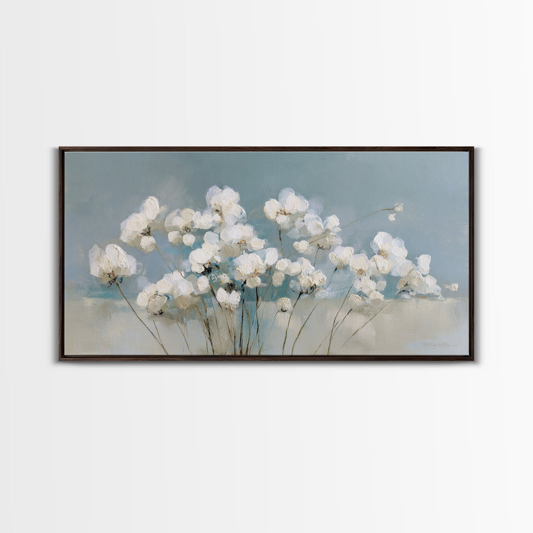 Sterile Modern Floral Painting Framed Canvas Print, Dental Office Art, Minimalist Wall Art, Office Decor, Fine Art, Calm, DOA-2x1-55
