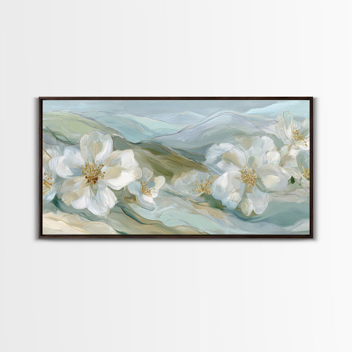 White Orchid on Stone Background Framed Canvas Print, Dental Office Art, Printable Wall Art, Office Decor, Fine Art, Calm, DOA-2x1-56