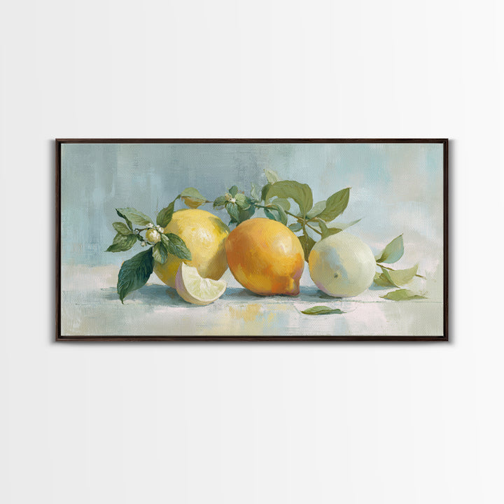 Fresh Citrus and Mint Still Life Framed Canvas Print, Dental Office Art, Medical Office Art, Office Decor, Fine Art, Calm, DOA-2x1-75