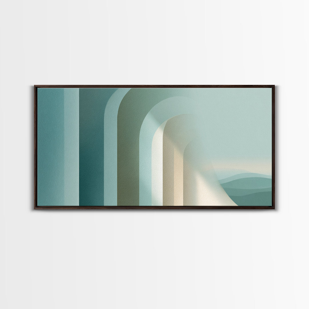 Light Scandinavian Abstract Arches Framed Canvas Print, Dental Office Art, Textured Painting, Office Decor, Fine Art, Calm, DOA-2x1-85