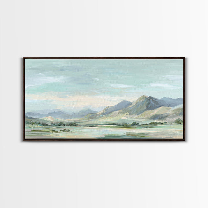Gentle Mountain Landscape Framed Canvas Print, Dental Office Art, Medical Decor, Office Decor, Fine Art, Calm, Home Decor, DOA-2x1-96