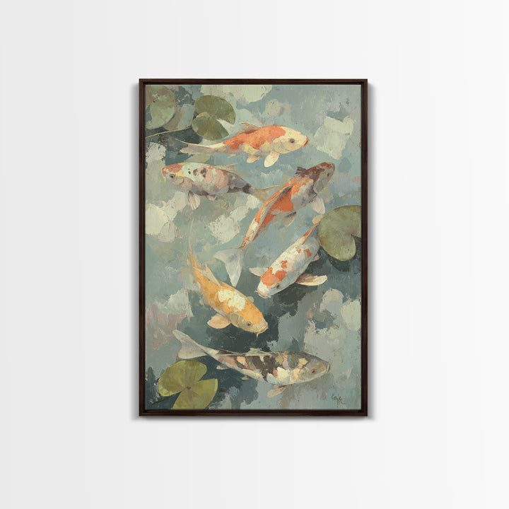Colorful Fish Swimming Framed Canvas Print, Dental Office Art, Dental Gift, Office Decor, Abstract Art, Calm, DOA-2x3-2