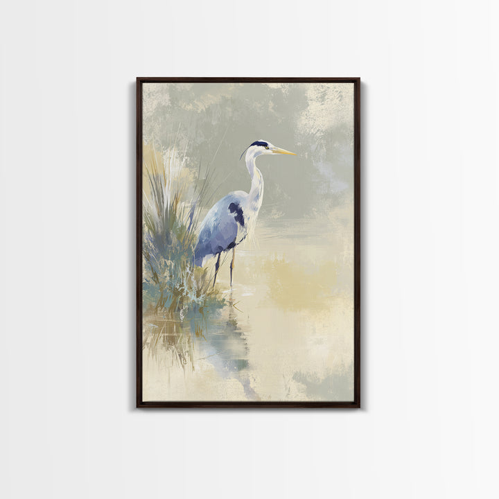 Blue Heron by Calm Marsh Water Canvas Print, Dental Office Art, Dental Art, Office Decor, Fine Art, Calm, Dental Gift, DOA-2x3-31