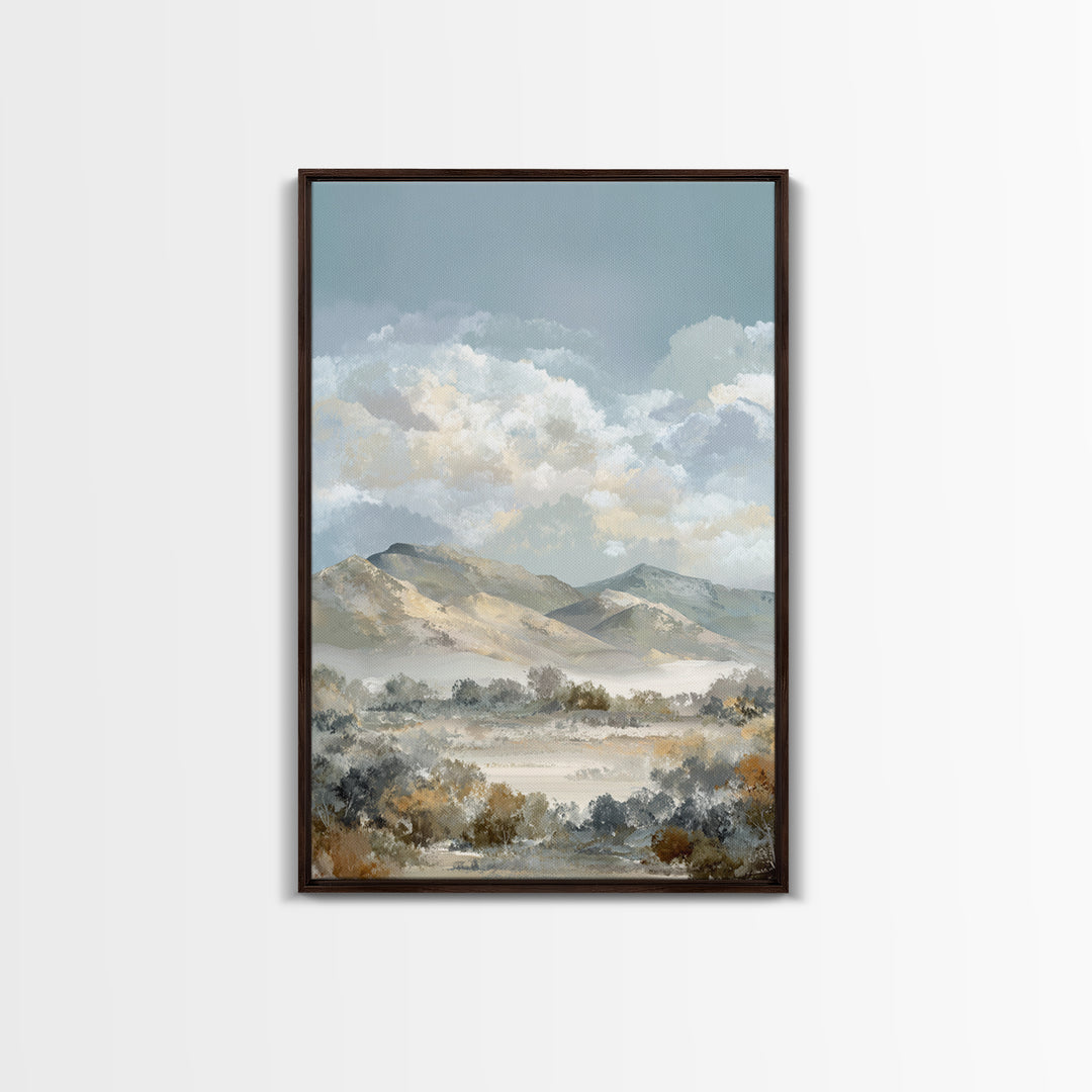 Gentle Mountain Landscape Framed Canvas Print, Dental Office Art, Office Decor, Watercolor Art, Calm, Medical Art, DOA-2x3-36