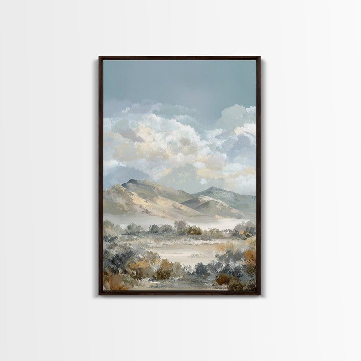 Gentle Mountain Landscape Framed Canvas Print, Dental Office Art, Office Decor, Watercolor Art, Calm, Medical Art, DOA-2x3-36