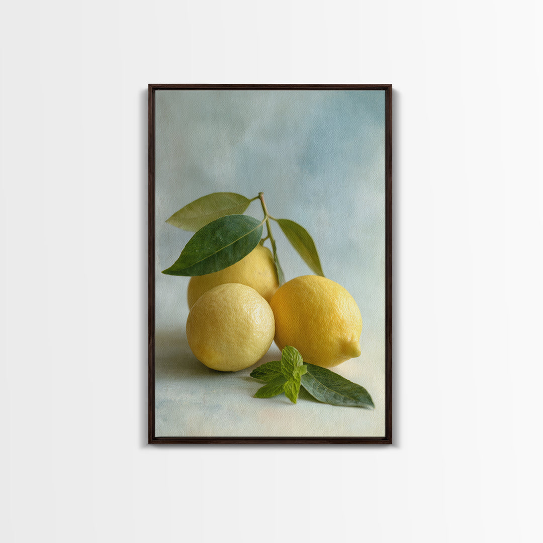 Fresh Citrus and Mint Still Life Framed Canvas Print, Dental Office Art, Dentist Art, Office Decor, Watercolor Art, Calm, DOA-2x3-63