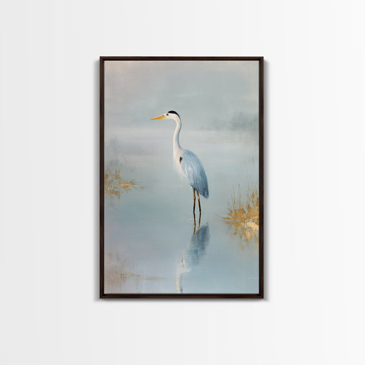 Blue Heron by Calm Marsh Water Canvas Print, Dental Office Art, Decor, Office Decor, Fine Art, Calm, Digital Artwork, DOA-2x3-7