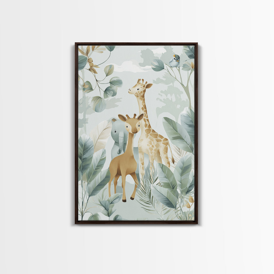 Happy Jungle Animals Canvas Print, Dental Office Art, Statement Artwork, Office Decor, Fine Art, Calm, Printable Wall Art, DOA-2x3-70