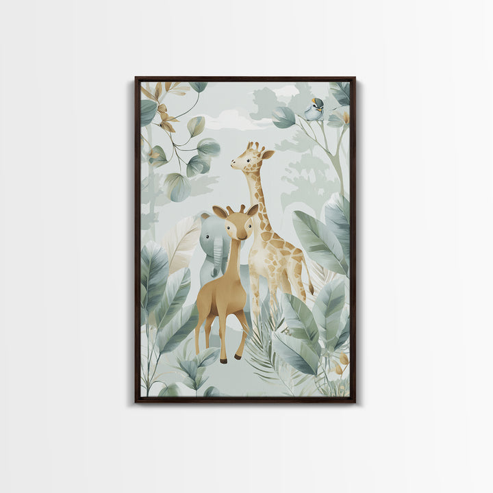 Happy Jungle Animals Canvas Print, Dental Office Art, Statement Artwork, Office Decor, Fine Art, Calm, Printable Wall Art, DOA-2x3-70