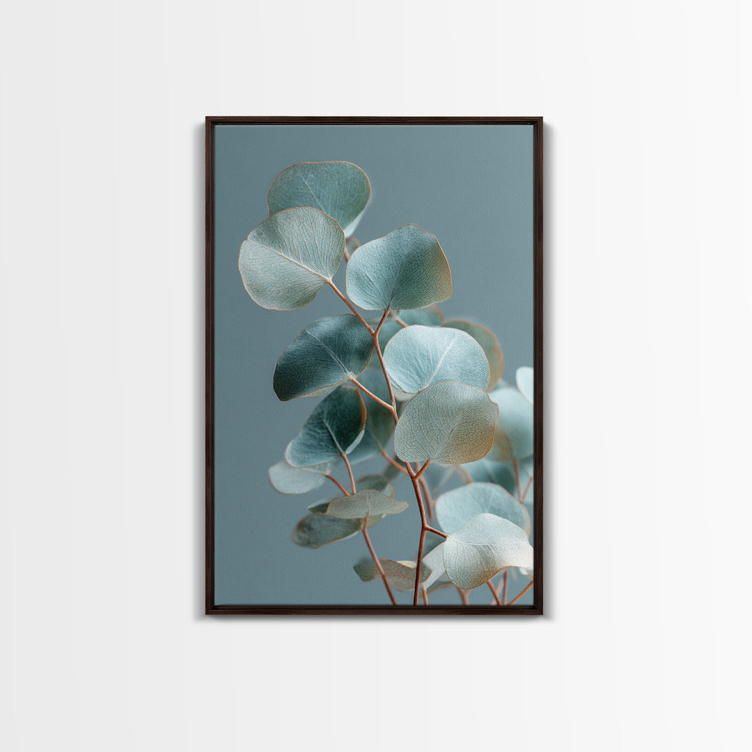 Soft Botanical Eucalyptus Print for Clean Atmosphere Framed Canvas Print, Dental Office Art, Boho Decor, Office Decor, Calm, DOA-2x3-83
