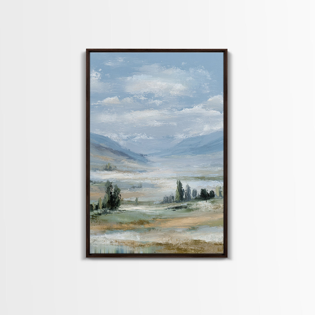Peaceful Clouds over Open Meadow Framed Canvas Print, Dental Office Art, Wall Art, Office Decor, Calm, Dental Office Decor, DOA-2x3-89