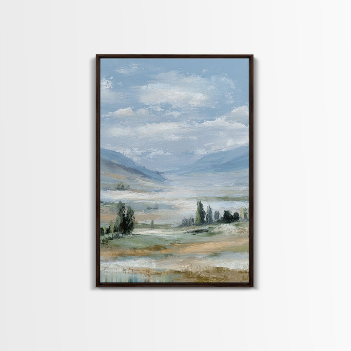 Peaceful Clouds over Open Meadow Framed Canvas Print, Dental Office Art, Wall Art, Office Decor, Calm, Dental Office Decor, DOA-2x3-89