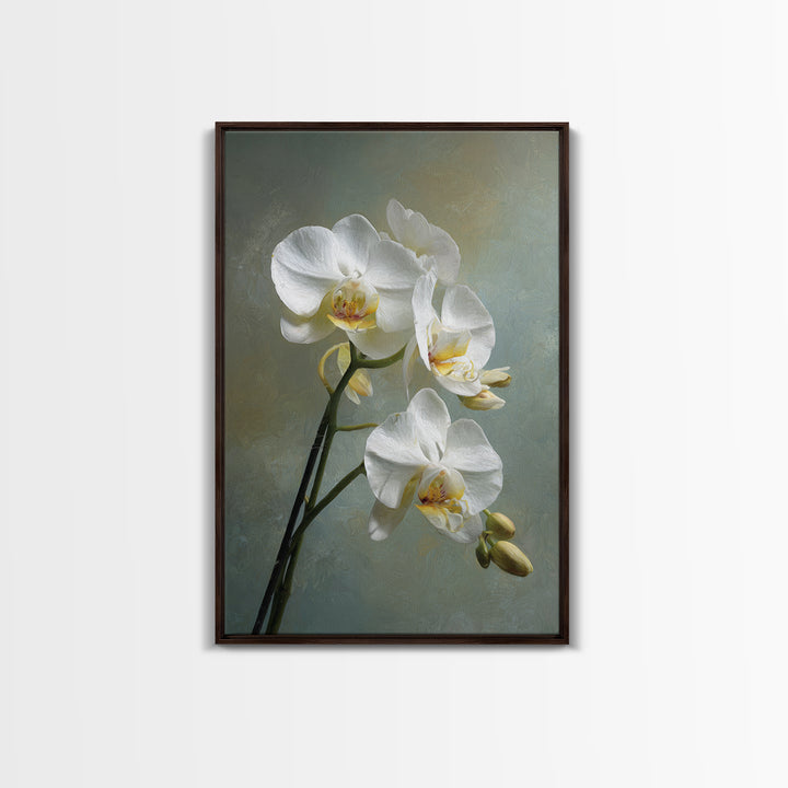 White Orchid on Stone Background Framed Canvas Print, Dental Office Art, Dental Wall Art, Office Decor, Abstract Art, Calm, DOA-2x3-92